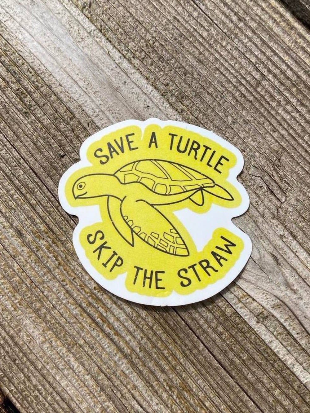save a turtle slip the straw sticker